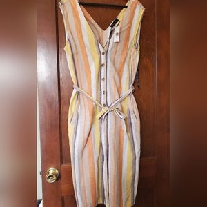 New York & Co Striped Linen Dress